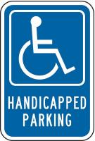4CJH6 Parking Sign, 18 x 12In, WHT/BL, G-42, HDCP