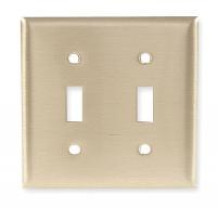 4D137 Plate, Wall, 2 Gang, Brass