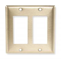 4D147 Plate, Wall, 2 Gang, Brass