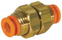 4DHH8 Bulkhead Union, 8mm, Tube, NP Brass