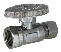 4EET9 1/4-Turn Stop, Straight, 3/8 Inx3/8 In