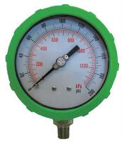 4EFH5 Pressure Gauge, 4 In, 200 psi, Lower, Green