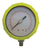 4EFJ9 Pressure Gauge, 4 In, 60 psi, Lower, Yellow
