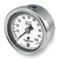 4EFV5 Pressure Gauge, Oxygen, 2 1/2 In, 100Psi, SS