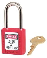 4FG03 Lockout Padlock, KD, Red, 1/4In Shackle Dia