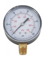 4FLX8 Pressure Gauge, 3 1/2 In, 100 Psi, Lower