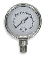 4FMJ4 Pressure Gauge, 1 1/2 In, 200 Psi, SS, Lower