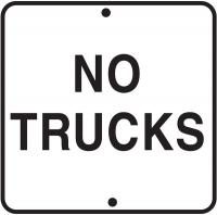 4FP05 Traffic Sign, 24 x 24In, BK/WHT, No Trucks