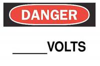 4FP63 Danger Sign, 7 x 10In, R and BK/WHT, Volts