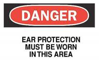 4FR87 Danger Sign, 10 x 14In, R and BK/WHT, ENG