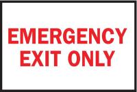 4FR99 Exit Sign, 10 x 14In, R/WHT, EMER Exit Only