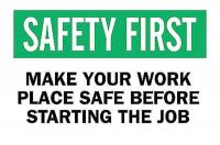 4FT74 Caution Sign, 10 x 14In, BK and GRN/WHT