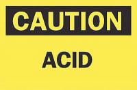 4FT82 Caution Sign, 10 x 14In, BK/YEL, Acid, ENG