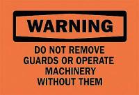 4FV96 Warning Sign, 10 x 14In, BK/ORN, ENG, Text