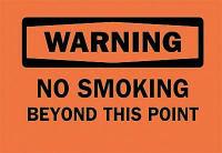 4FW14 Warning No Smoking Sign, 10 x 14In, BK/ORN