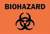 4FX33 Biohazard Sign, 10 x 14In, BK/ORN, SYM, SURF