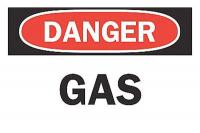 4FZ85 Danger Sign, 10 x 14In, R and BK/WHT, Gas