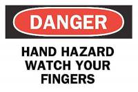 4FZ91 Danger Sign, 7 x 10In, R and BK/WHT, ENG