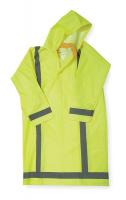 4GE74 Raincoat w/Detach Hood, Hi-Vis Ylw/Grn, L