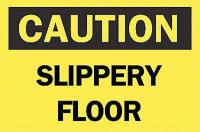 4GG14 Caution Sign, 7 x 10In, BK/YEL, Slippery FL