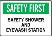 4GJ58 Safety Shower Sign, 14 x 20In, ENG, Text