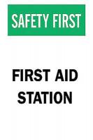 4GK48 First Aid Sign, 10 x 7In, GRN and BK/WHT