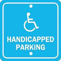 4GL20 Parking Sign, 12 x 12In, WHT/BL, G-42, HDCP