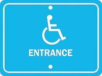 4GL23 Entrance Sign, 12 x 18In, WHT/BL, ENTR, ENG