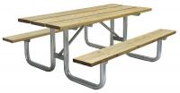 4HUW8 Picnic Table, Wood, Rectangular
