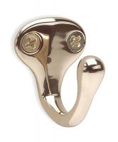 4JH10 Coat and Garment Hook, Brass, 1-1/8 In