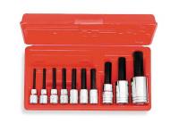 4JV94 Hex Bit Socket Set, 3/8, 1/2Dr, 10 Pc