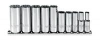 4JW15 Socket Set, Deep, 3/8 Dr, 12 Pt, 10 Pc