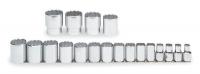 4JW28 Socket Set, Std, SAE, 1/2Dr, 12Pt, 19Pc