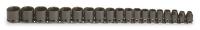 4JX03 Impact Socket Set, 3/8 Dr, 6 Pt, SAE, 19 Pc