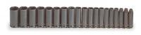 4JX05 Impact Socket Set, 3/8 Dr, 6 Pt, mm, 19 Pc