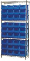 4KET9 Bin Shelving, Wire, 36X14, 36 Bins, Blue