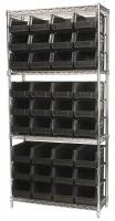 4KEU3 Bin Shelving, Wire, 36X14, 36 Bins, Black