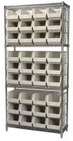 4KEU4 Bin Shelving, Wire, 36X14, 36 Bins, Stone