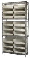 4KEV2 Bin Shelving, Wire, 36X14, 18 Bins, Stone