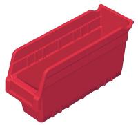 4KEX4 Shelf Bin, W 4 1/8, H 6, D 11 5/8, Red