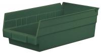 4KFD9 Rcycl Shelf Bin, W 4 1/8, D 11 5/8, HntrGrn