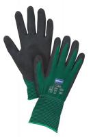 4KMY9 Coated Gloves, M, Black/Green, PR