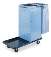 4KP68 Housekeeping Cart, Blue, Zinc Plated