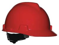 4LN86 Hard Hat, FrtBrim, Slotted, 4Rtcht, Red