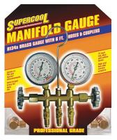 4LTW4 A/C Manifold Gauge, PSI and BAR, Brass