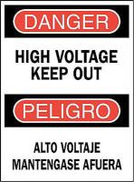 4MP29 Danger Sign, 14 x 10In, R and BK/WHT, Text