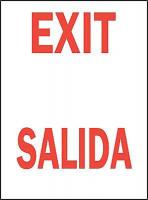 4MT10 Exit Sign, 14 x 10In, R/WHT, Exit/Salida