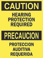 4MT81 Caution Sign, 14 x 10In, BK/YEL, Bilingual