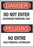 4MT98 Danger Sign, 14 x 10In, R and BK/WHT, Text