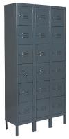 4MUE3 Assembled Locker, 6 Tier, W36, D15, H78, Gray